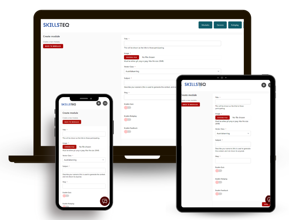 SkillsTeq Assessment Interface on Multiple Devices